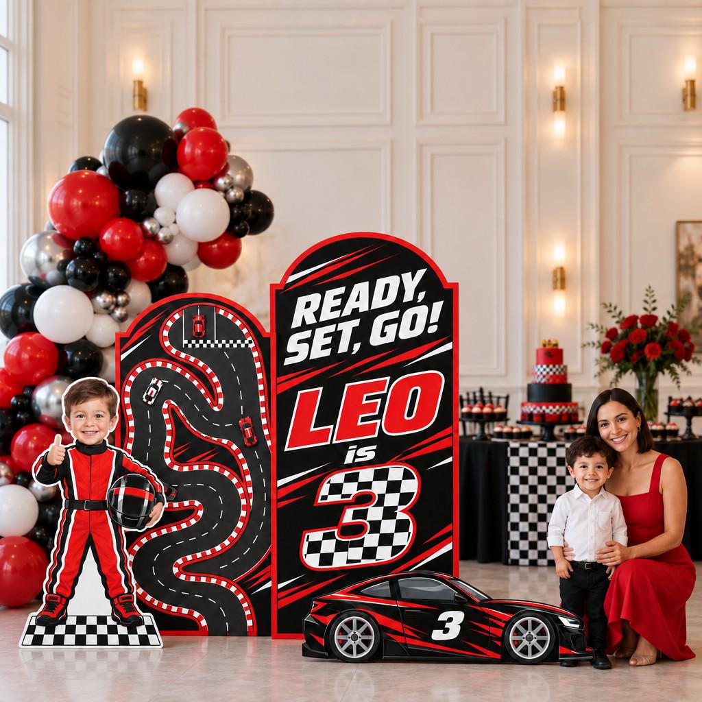 Red Black Checkered Race Car Arch Set