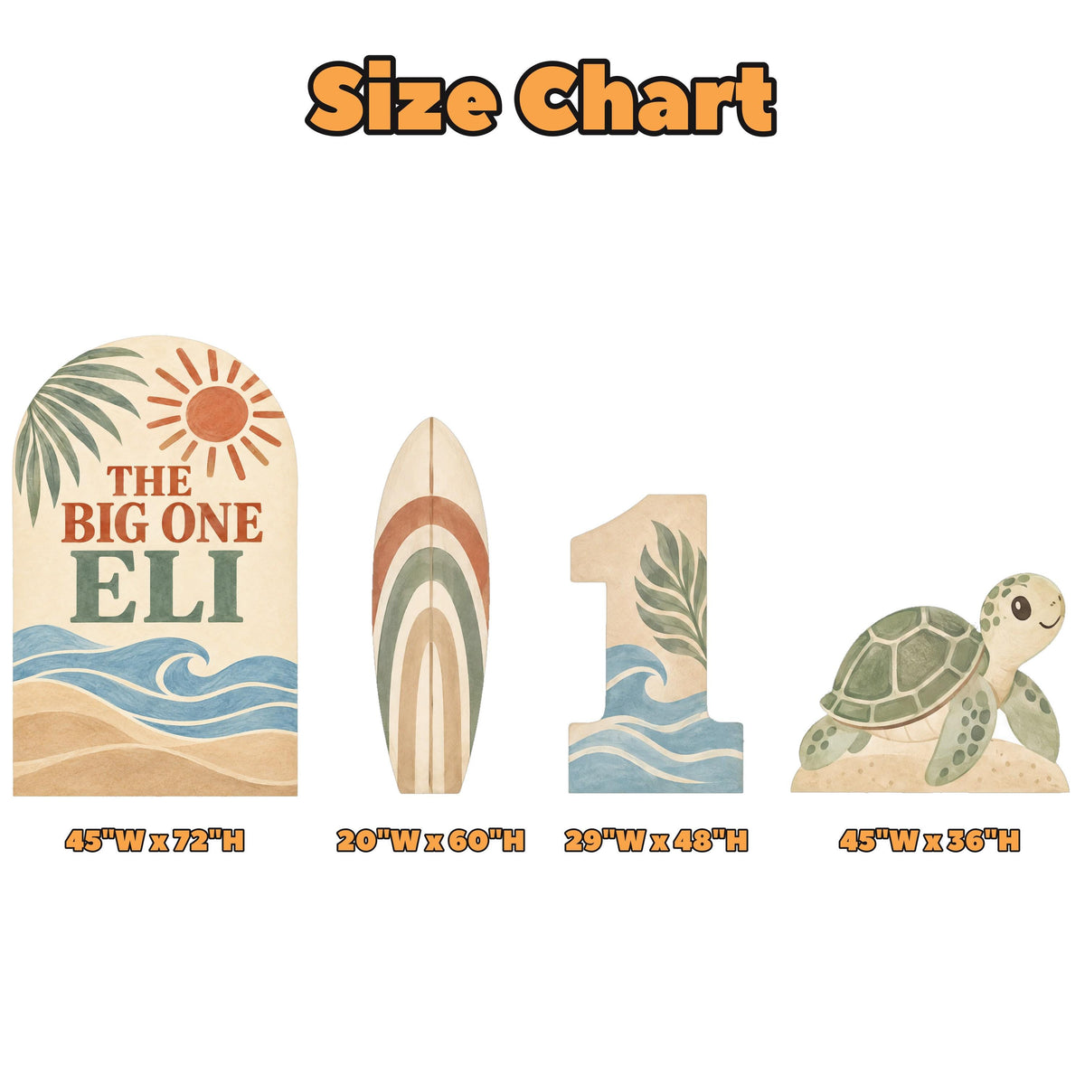 Boho Sea Turtle Big One Surf Set