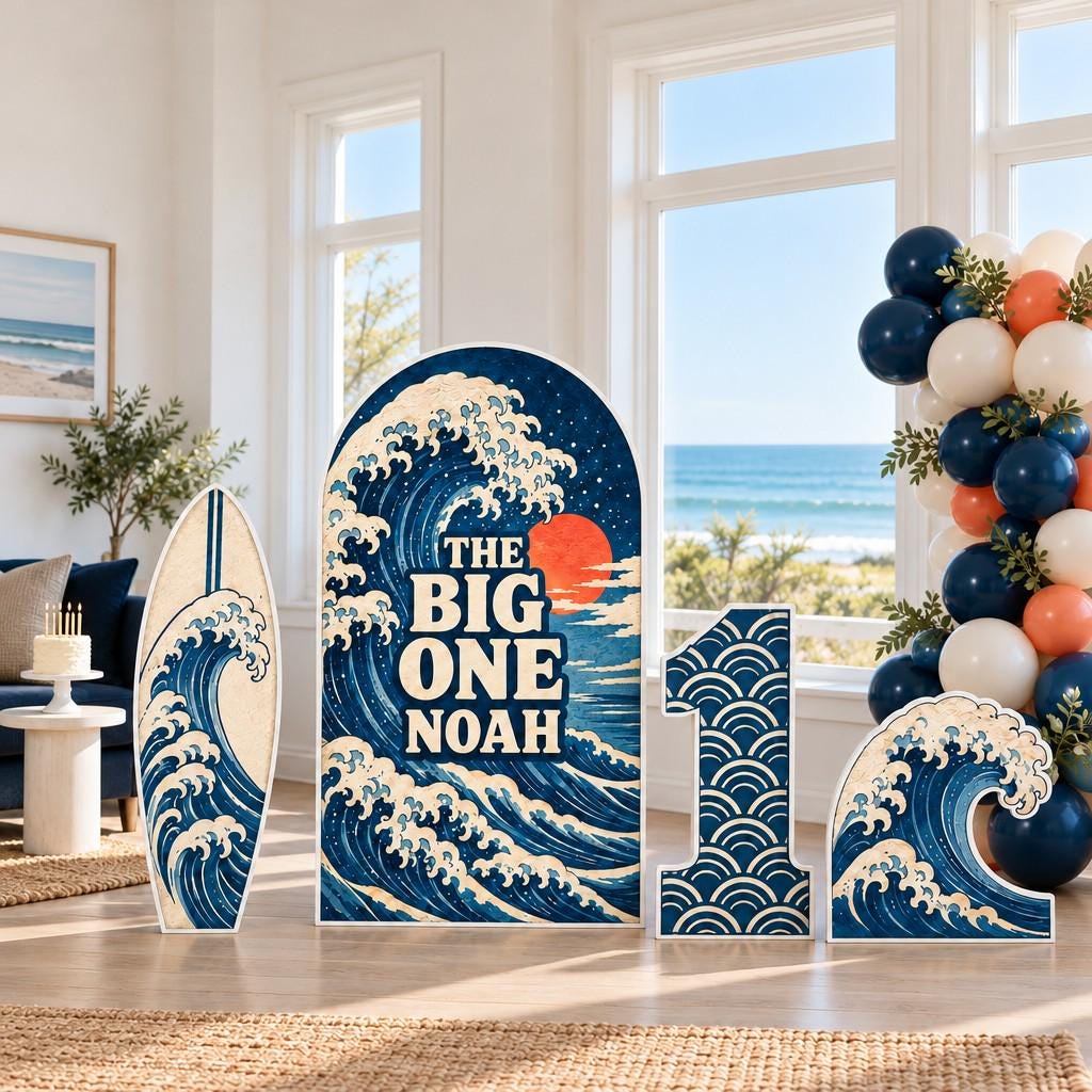 Boho Sea Turtle Big One Surf Set
