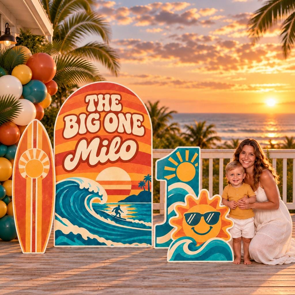 Boho Sea Turtle Big One Surf Set