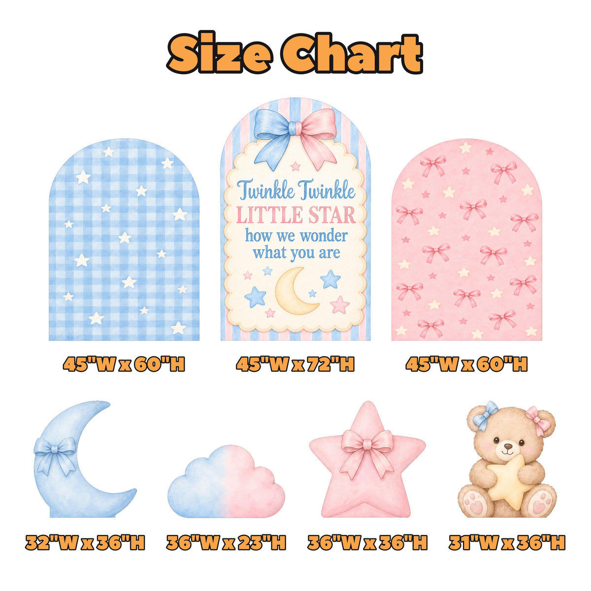 Blue Gingham Twinkle Star Gender Reveal Set