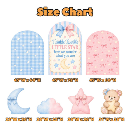 Blue Gingham Twinkle Star Gender Reveal Set