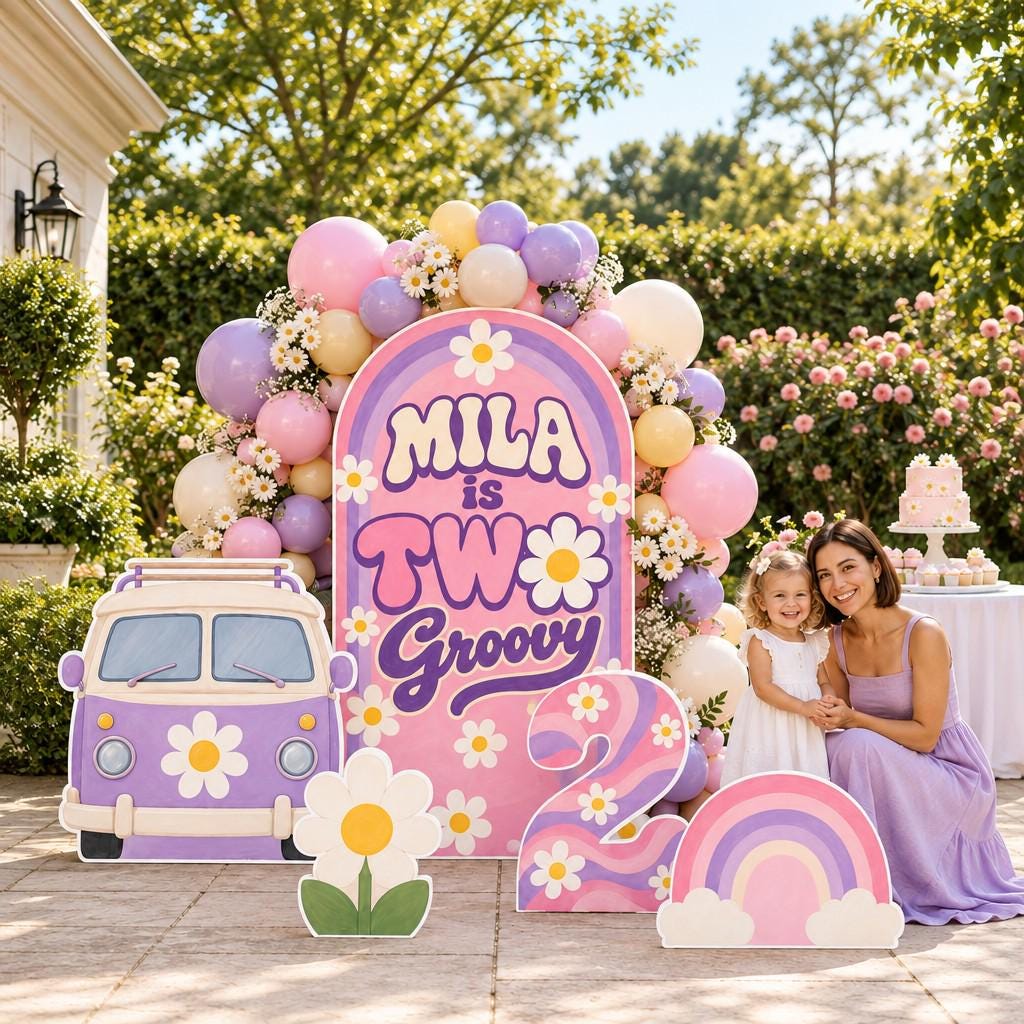Peach Sunburst Two Groovy Camper Arch Set