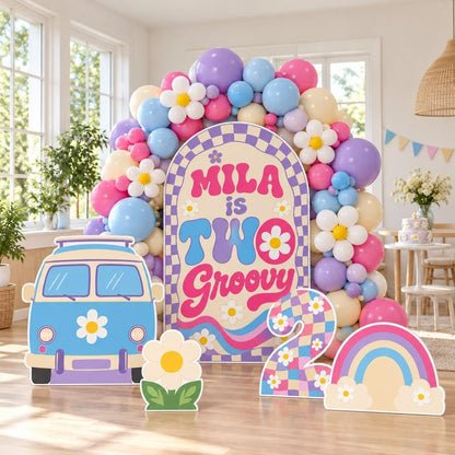 Peach Sunburst Two Groovy Camper Arch Set