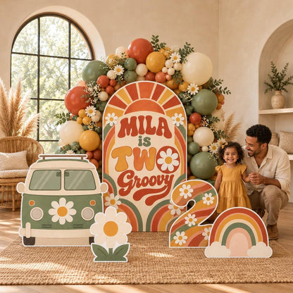 Peach Sunburst Two Groovy Camper Arch Set