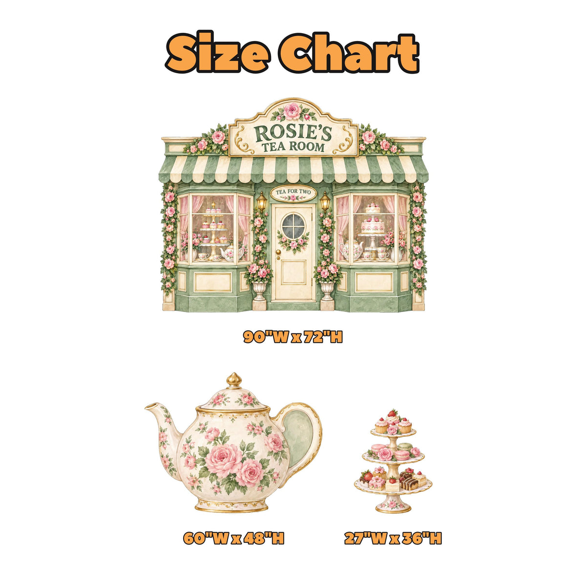 Sage Green Floral Tea Room Storefront Set