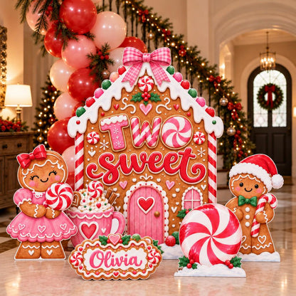 Pink Gingerbread Two Sweet Backdrop Set