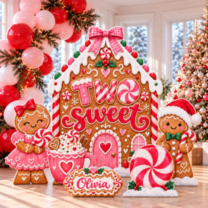 Pink Gingerbread Two Sweet Backdrop Set