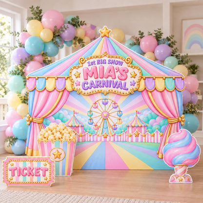 Pastel Rainbow Big Top Carnival Backdrop Set