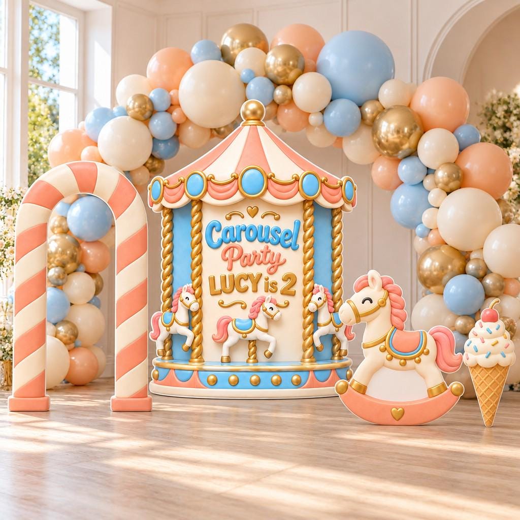 Peach Candy Stripe Carousel Party Set