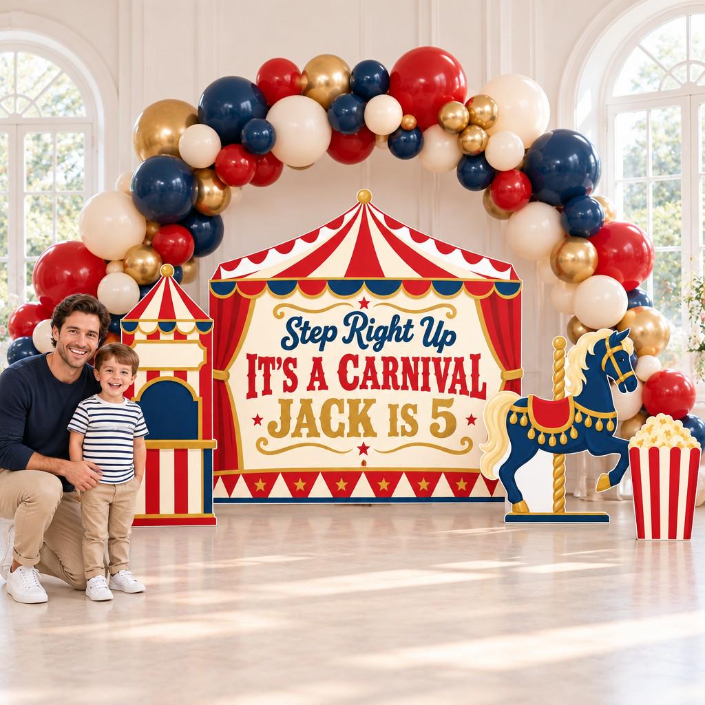 Teal and Gold Vintage Carousel Backdrop Set