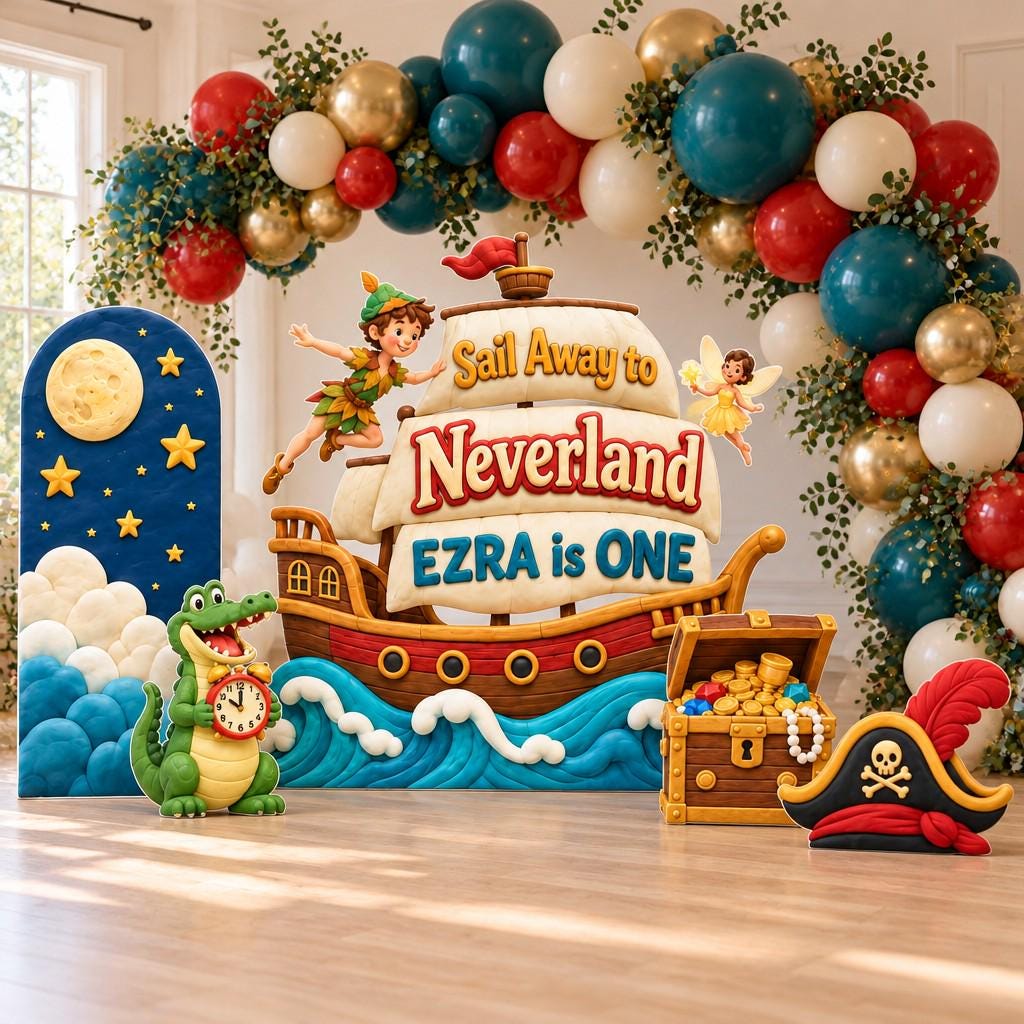 Puffy Clay Pirate Ship Neverland Backdrop Set