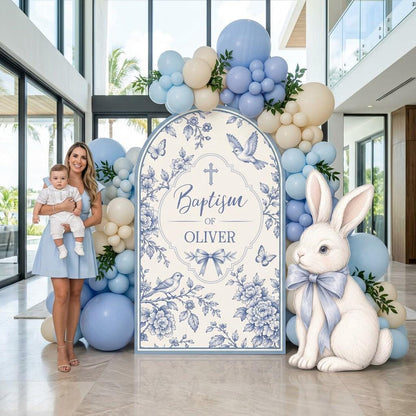 Sage Toile Bunny Baptism Arch Set