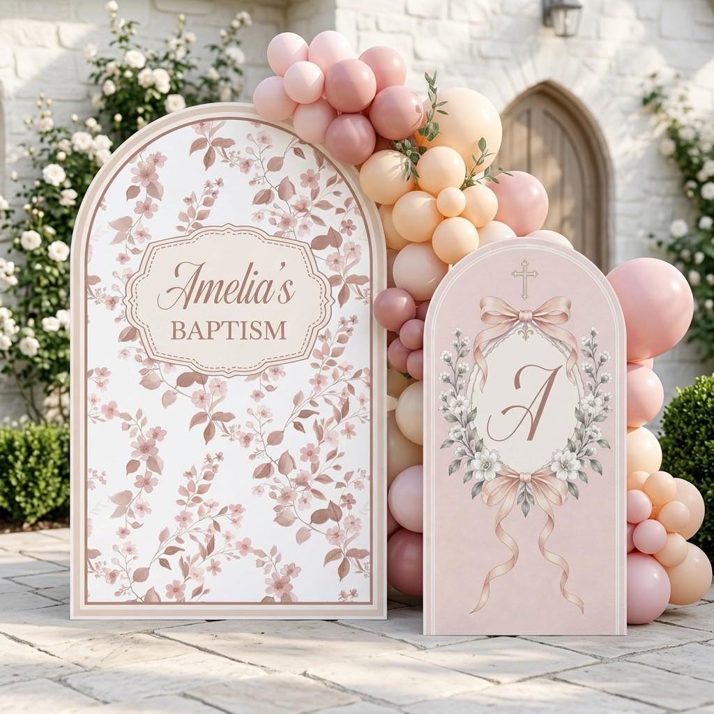 Cream Wildflower Bow Cross Baptism Set