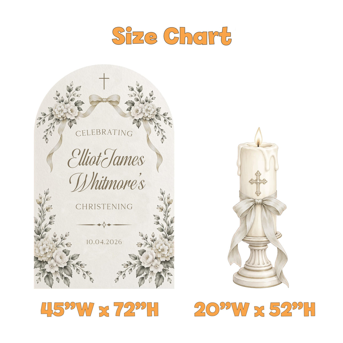 Ivory Floral Ribbon Candle Christening Set