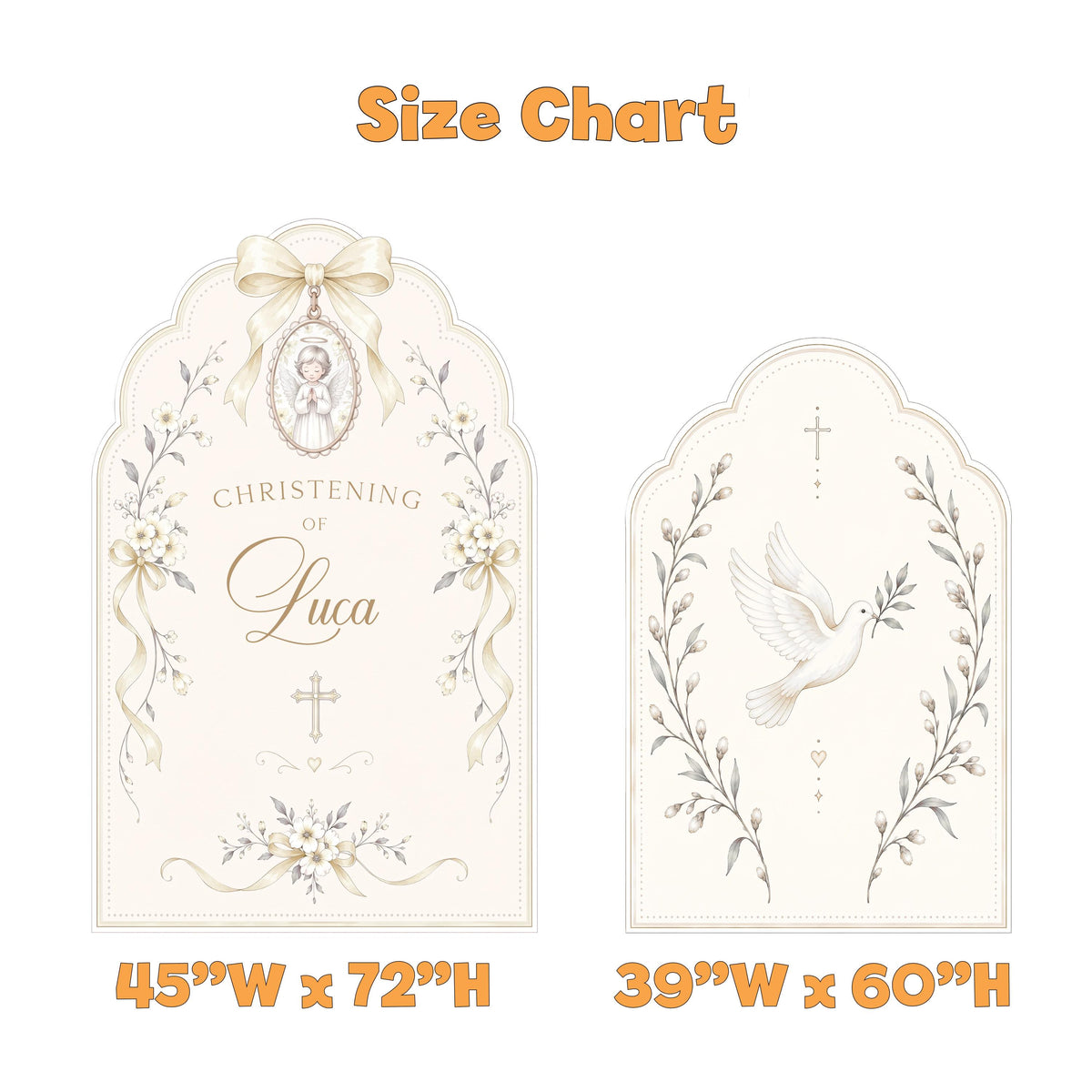 Cream Angel Dove Christening Sign Set