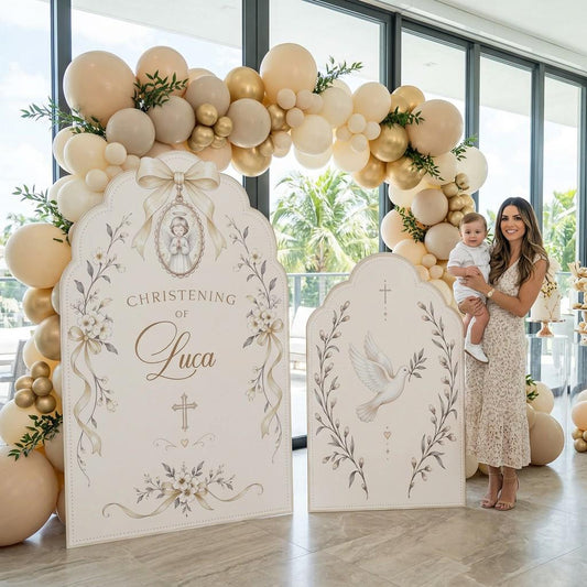 Cream Angel Dove Christening Sign Set
