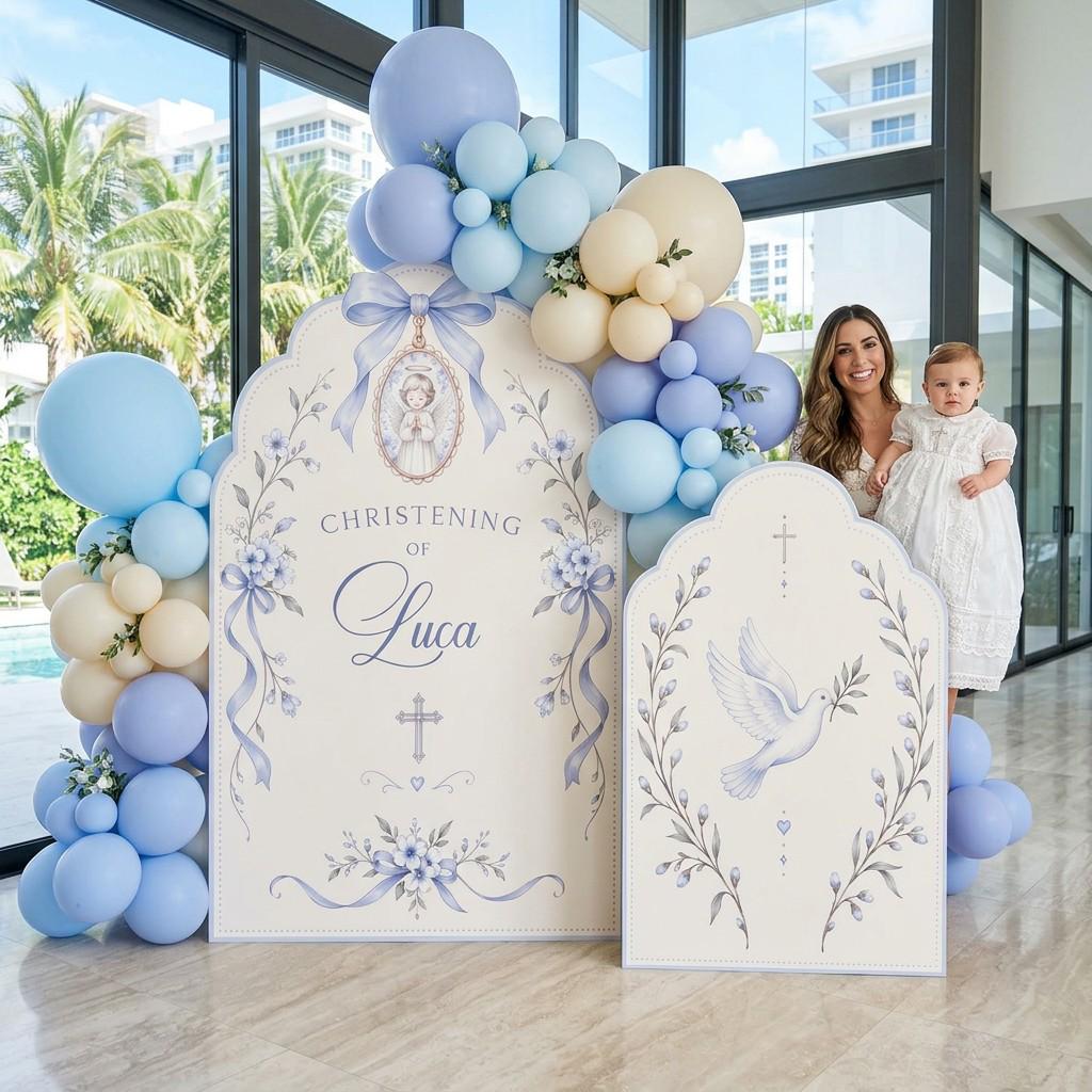 Cream Angel Dove Christening Sign Set
