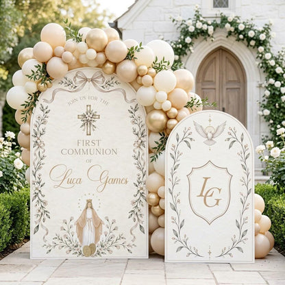 Ivory Madonna Monogram Communion Arch Set