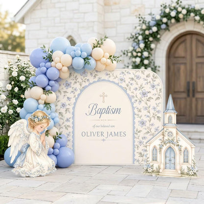 Cream Floral Chapel Angel Baptism Set