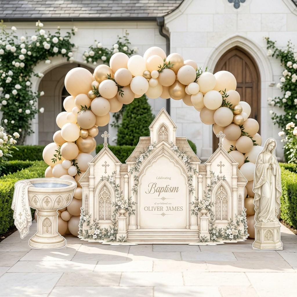 Blue Chapel Baptismal Font Backdrop Set
