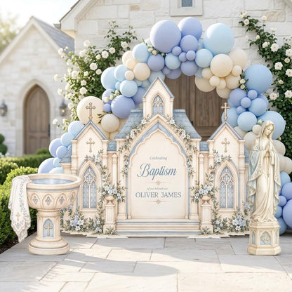Blue Chapel Baptismal Font Backdrop Set