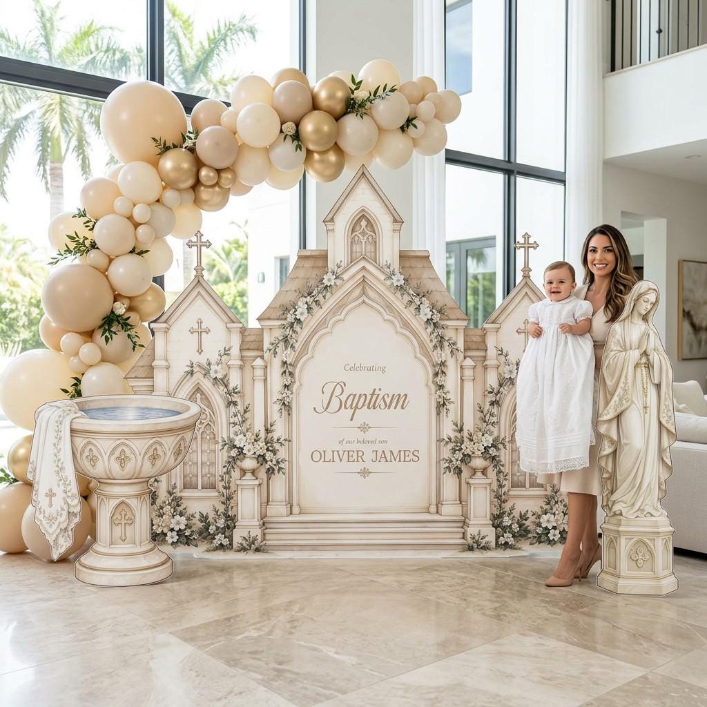Blue Chapel Baptismal Font Backdrop Set
