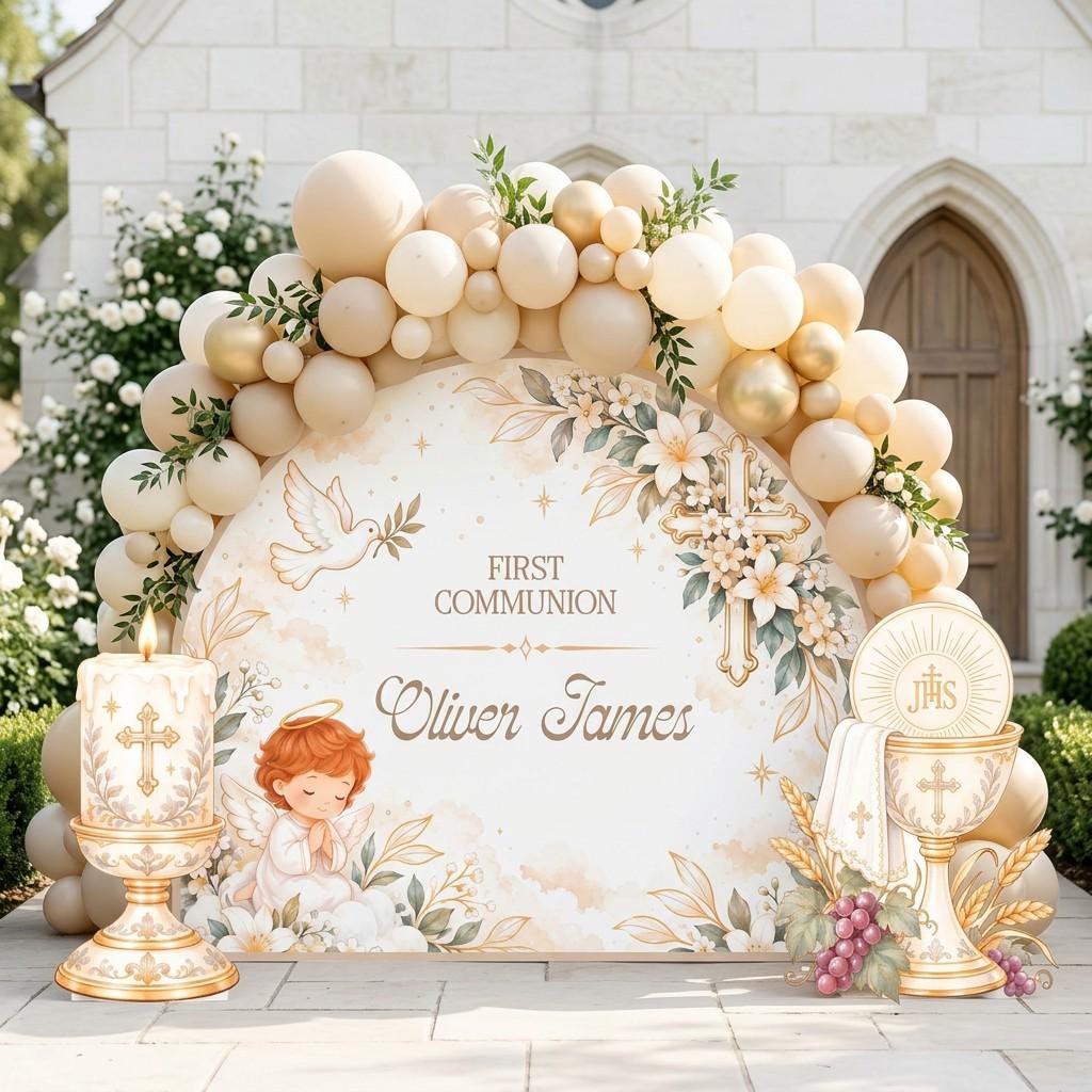 Cream Gold Cherub Communion Arch Set