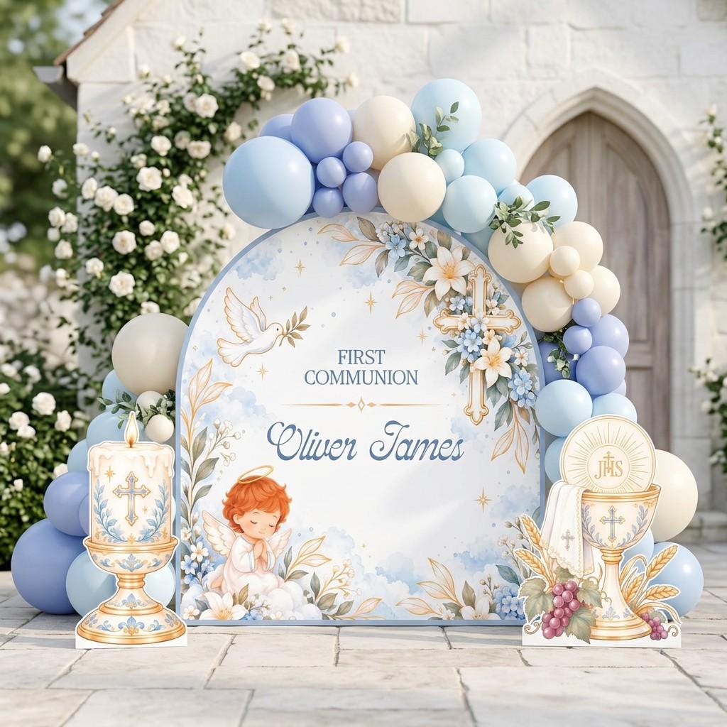 Cream Gold Cherub Communion Arch Set