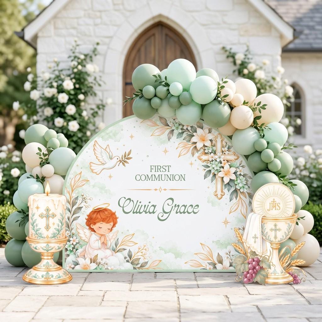 Cream Gold Cherub Communion Arch Set