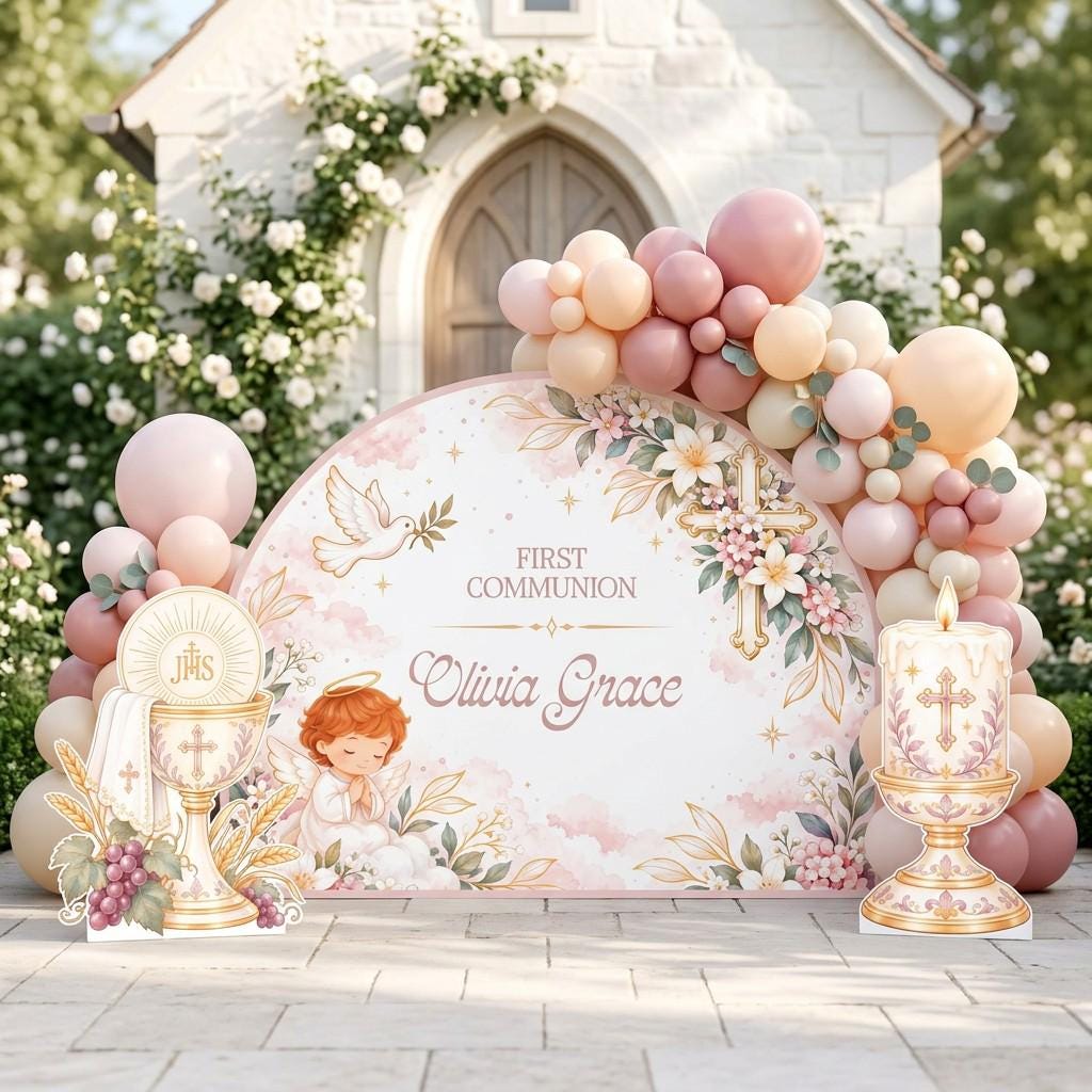 Cream Gold Cherub Communion Arch Set