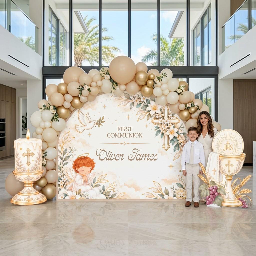Cream Gold Cherub Communion Arch Set