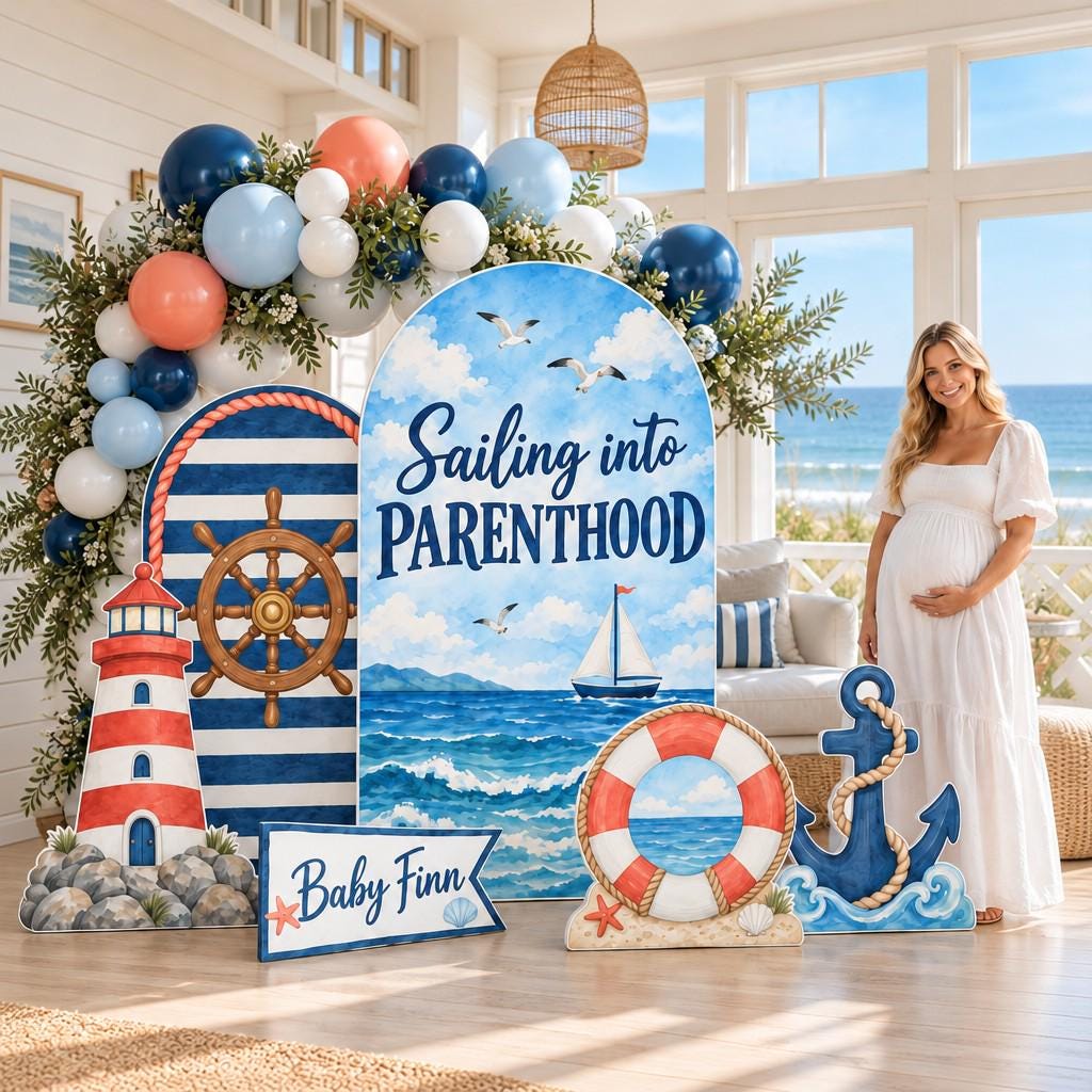 Sailing Into Parenthood Nautical Arch Set