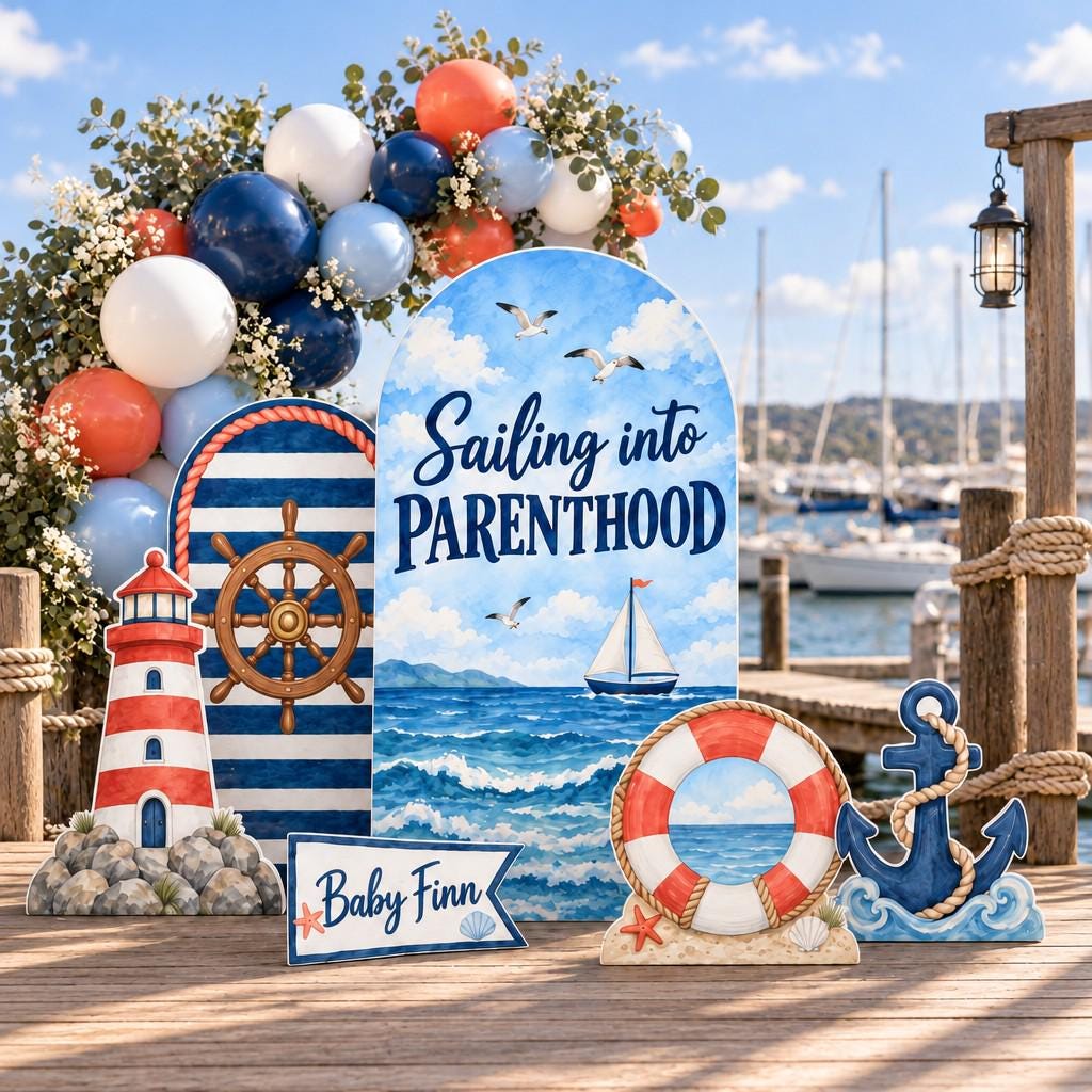 Sailing Into Parenthood Nautical Arch Set