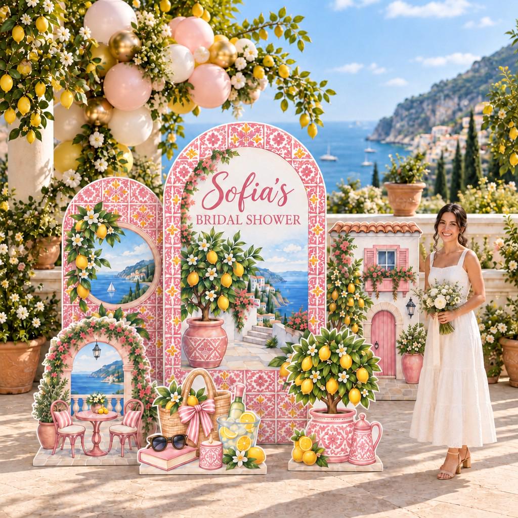 Pink Tile Amalfi Lemon Bridal Arch Set