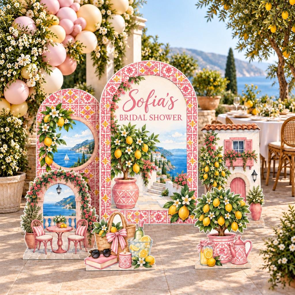 Pink Tile Amalfi Lemon Bridal Arch Set