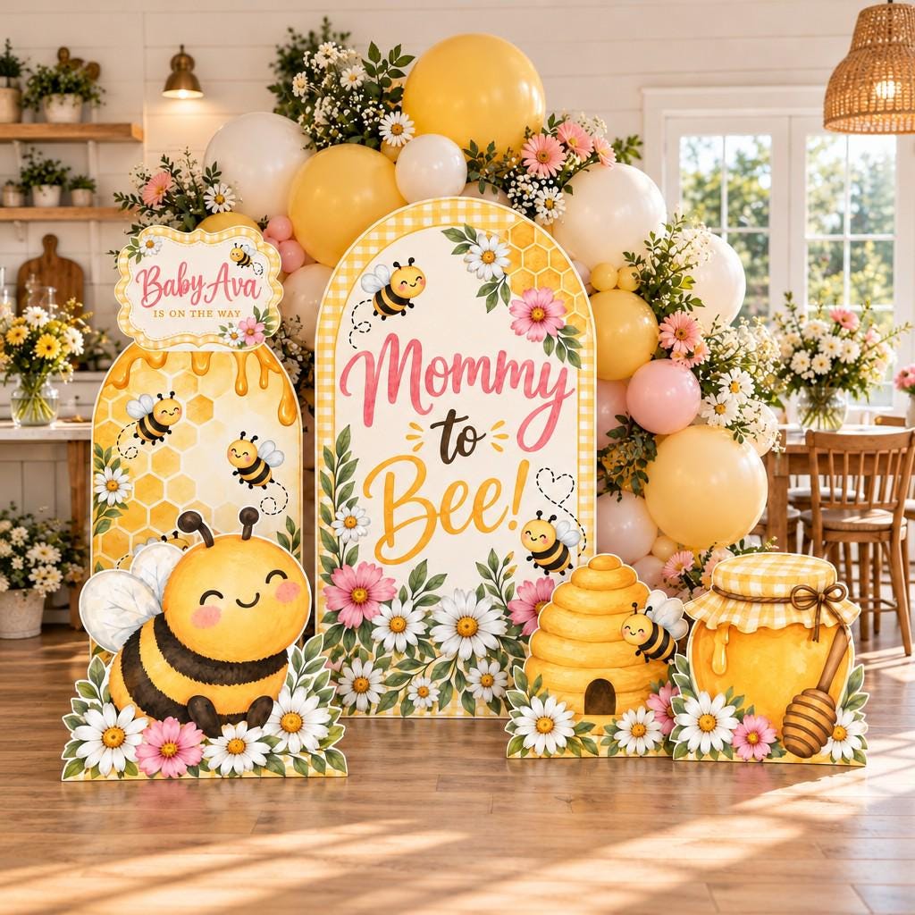 Gingham Honeycomb Mommy to Bee Arch Set