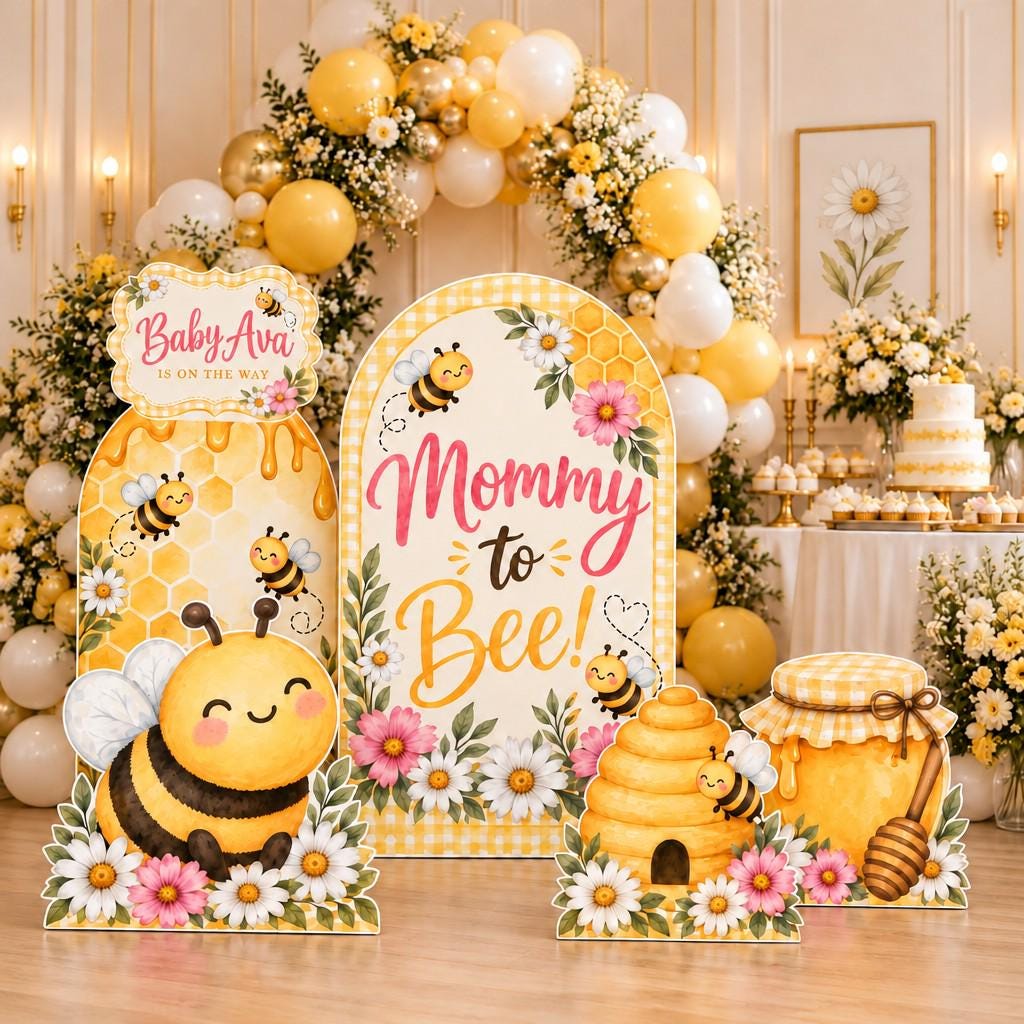 Gingham Honeycomb Mommy to Bee Arch Set
