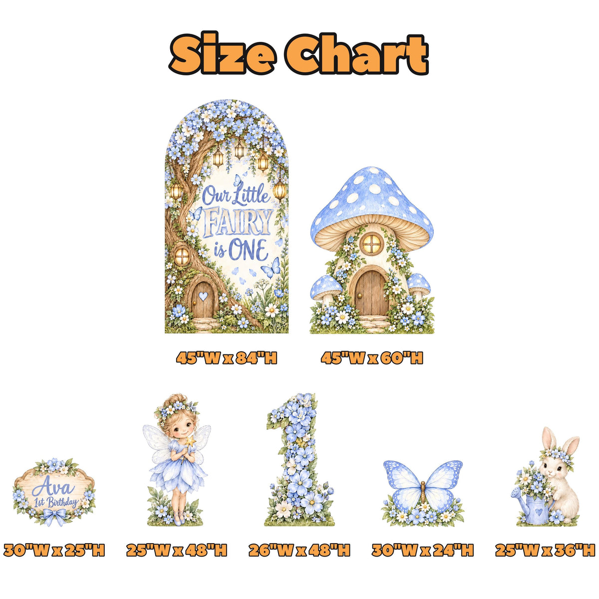 Blue Blossom Mushroom Fairy Birthday Set