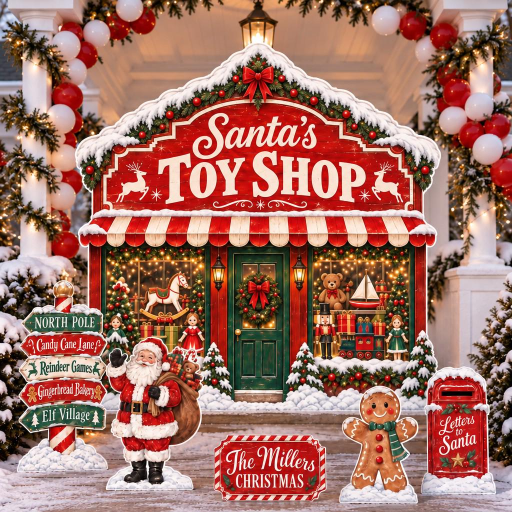 Red Santa's Toy Shop Storefront Set