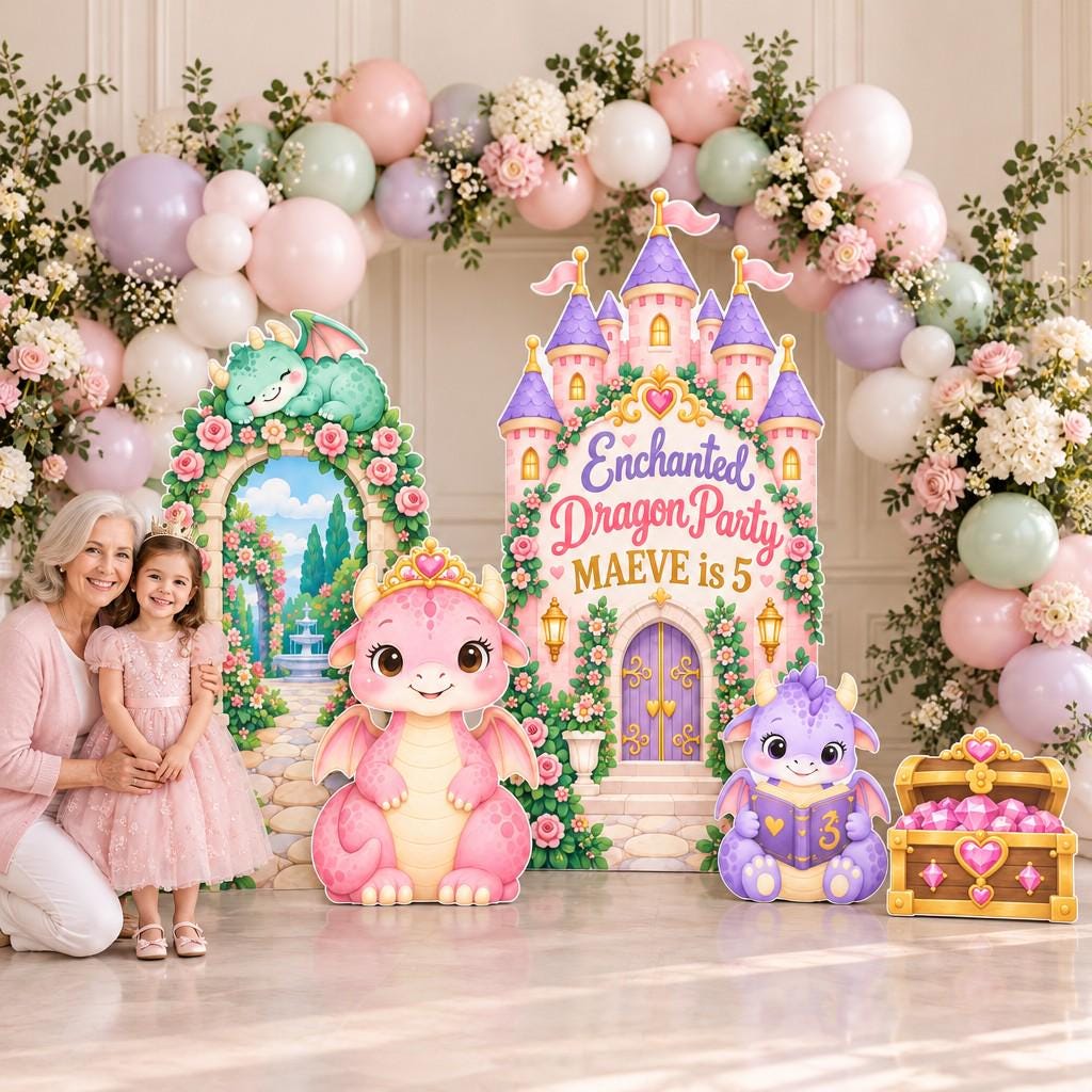 Pink Castle Enchanted Dragon Party Set