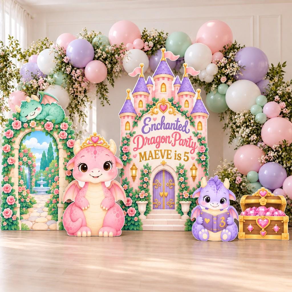 Pink Castle Enchanted Dragon Party Set