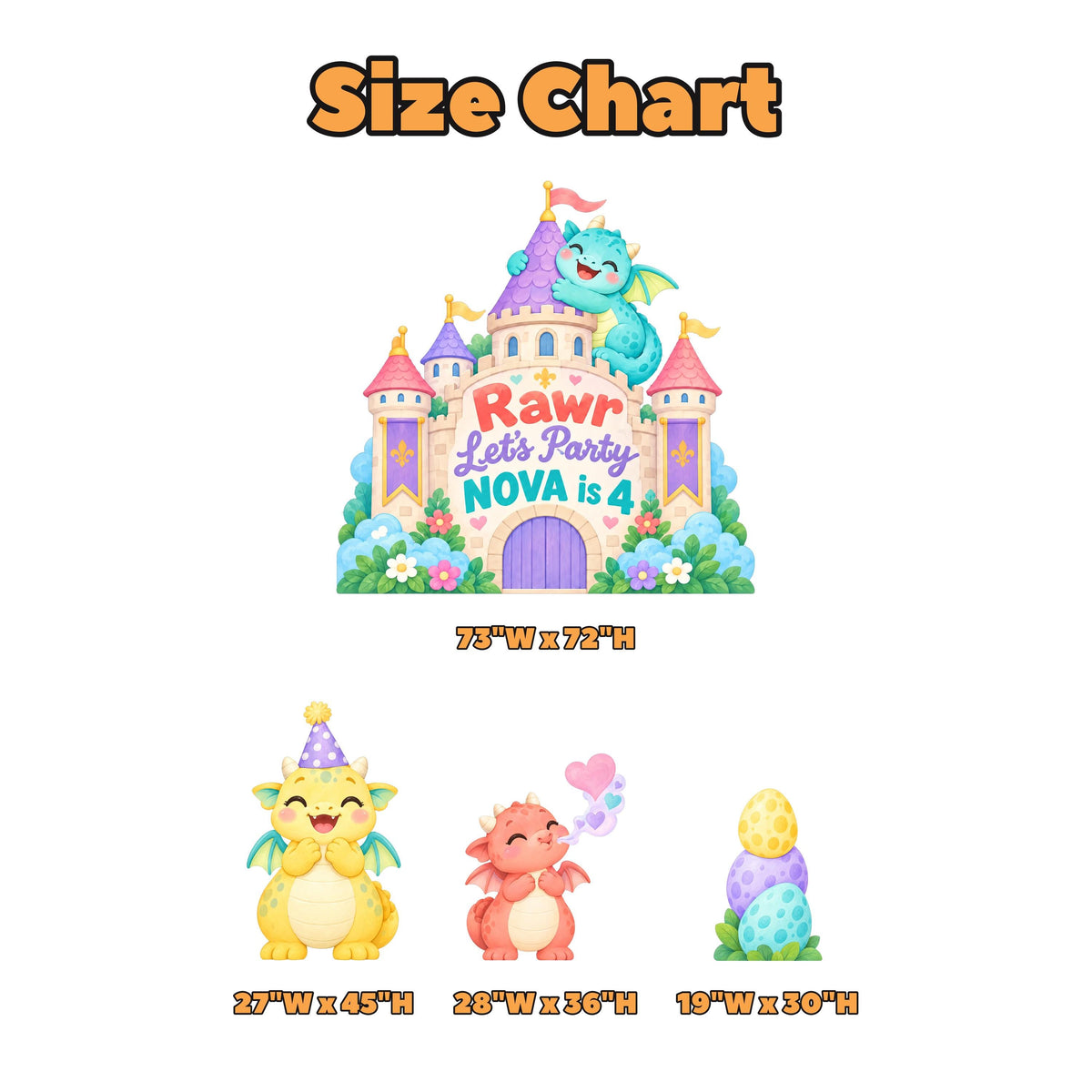 Rawr Pastel Baby Dragon Castle Backdrop Set
