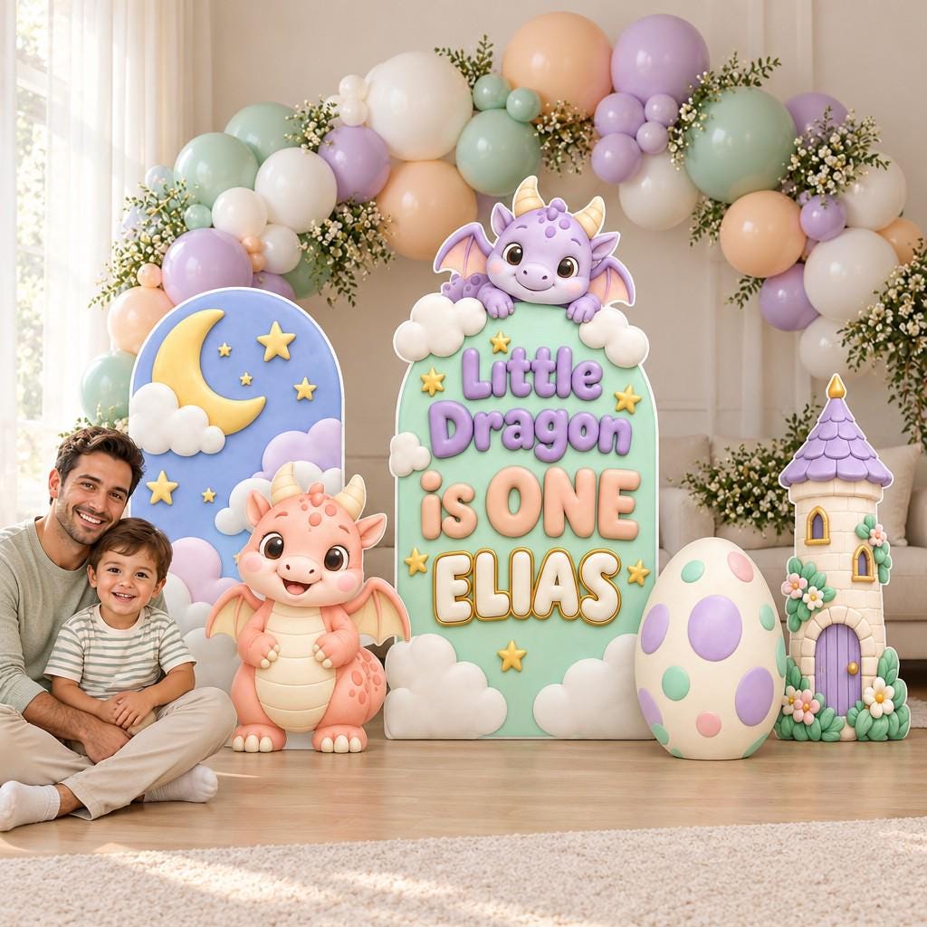 Puffy Mint Little Dragon First Birthday Set