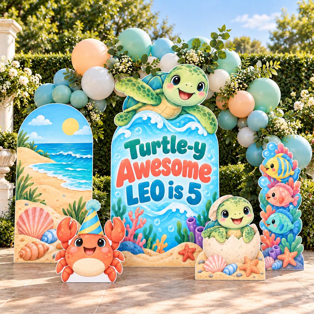 Aqua Wave Sea Turtle Birthday Arch Set