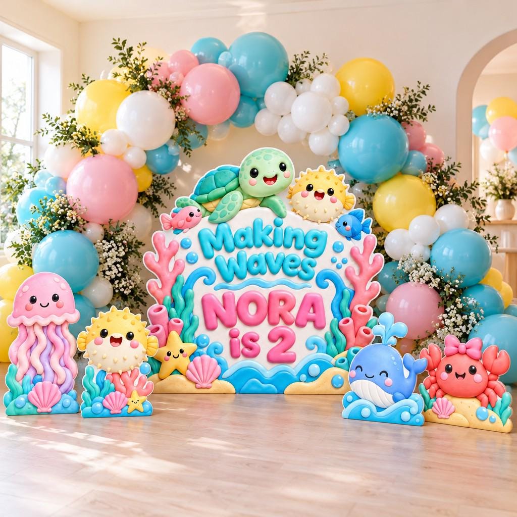 Pastel Coral Reef Making Waves Backdrop Set