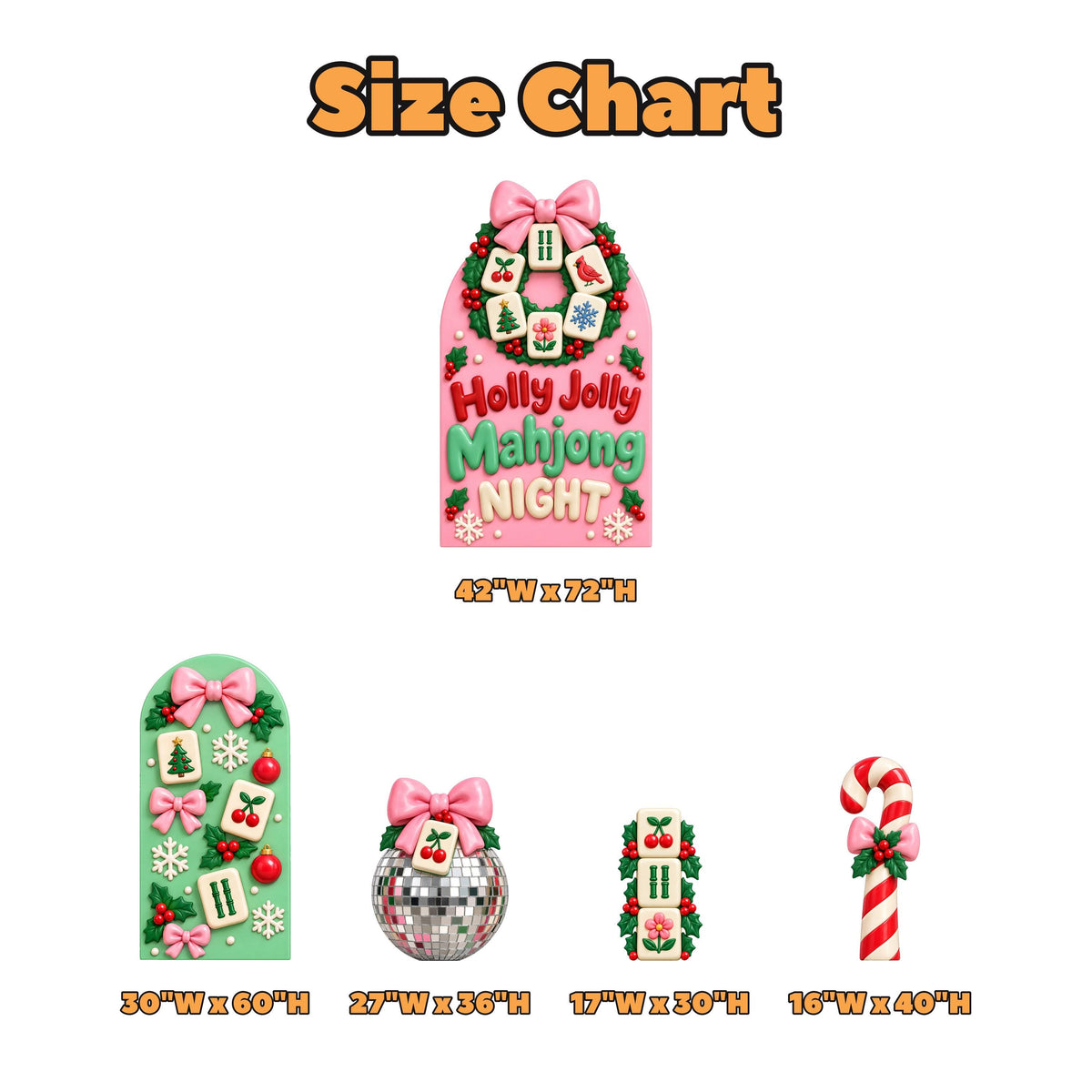 Pink Holly Jolly Mahjong Night Arch Set