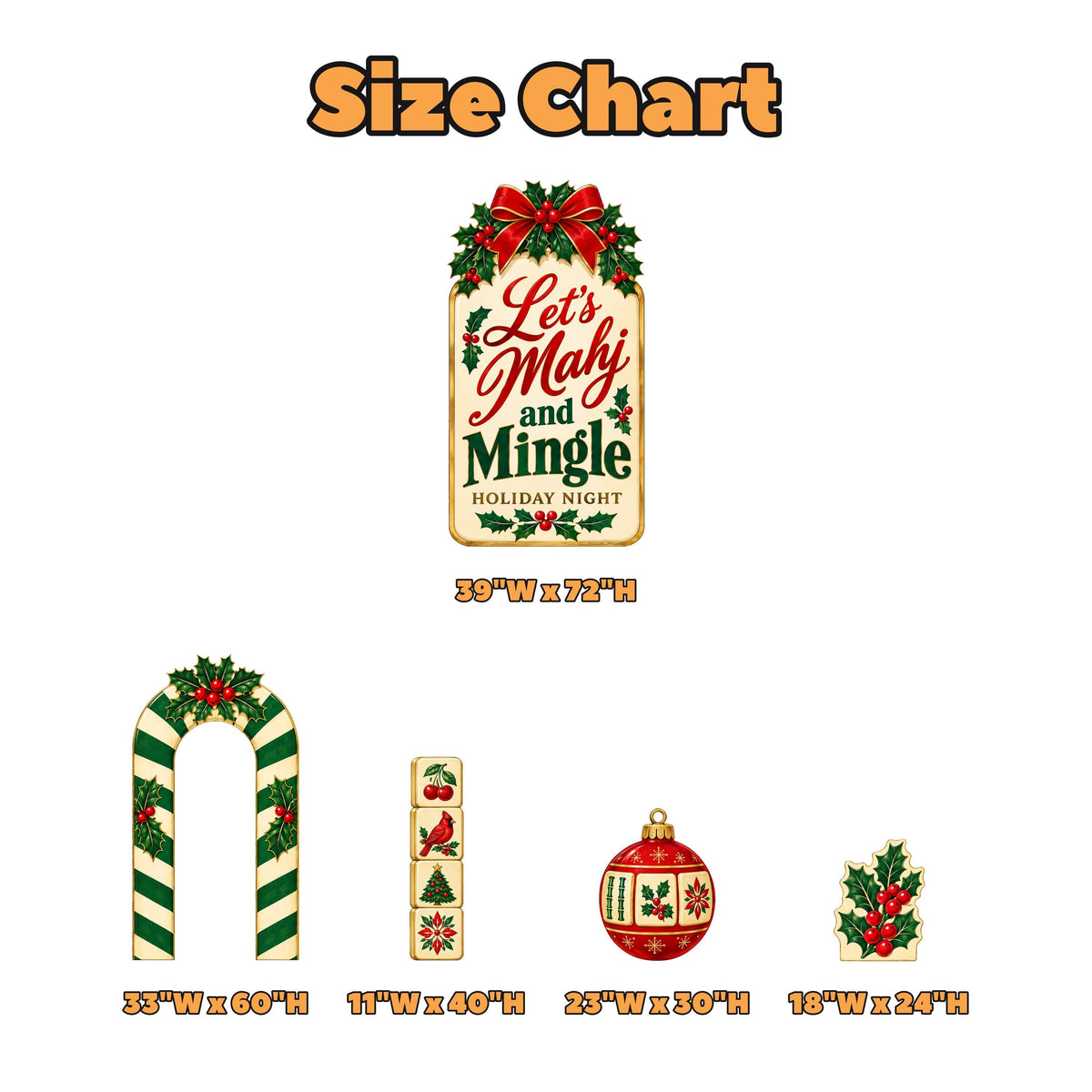 Red Green Holly Mahjong Mingle Backdrop Set