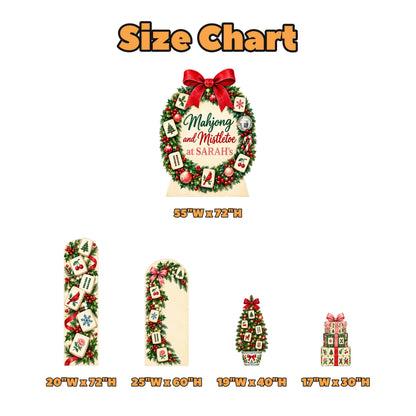 Mahjong Mistletoe Holly Wreath Backdrop Set