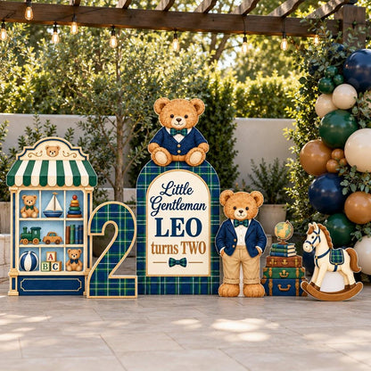 Navy Tartan Little Gentleman Bear Arch Set
